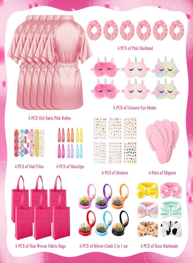 ZhouBoat 60 PCS Spa Party Favors for Girls Sleepover Party Supplies Robes Spa Headband Slippers Nail Files Decals Hair Comb for Girl, (Pink,10) - Image 5